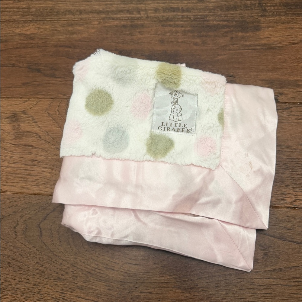 Little Giraffe Baby Luxe Dot Small Mini Lovey Pink Blanky